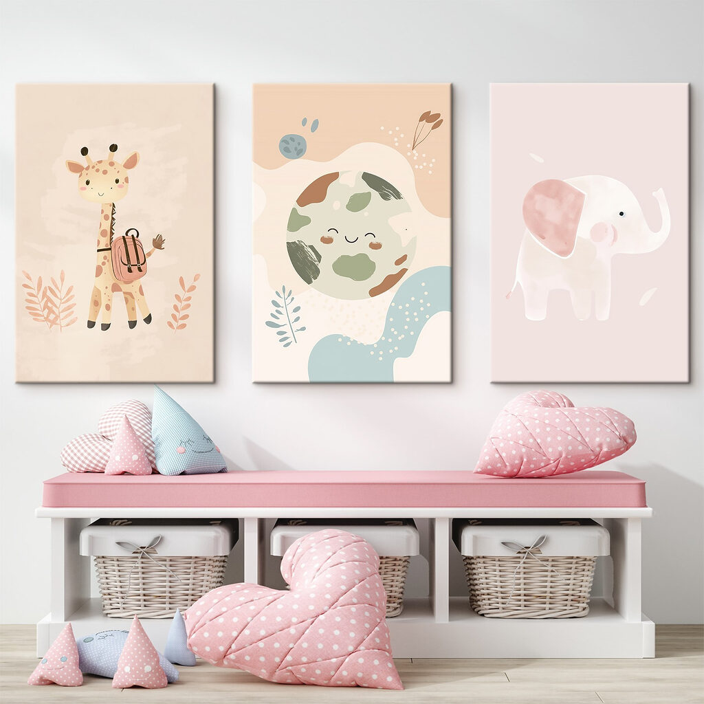 Tiere auf Weltreise in einem Interieur