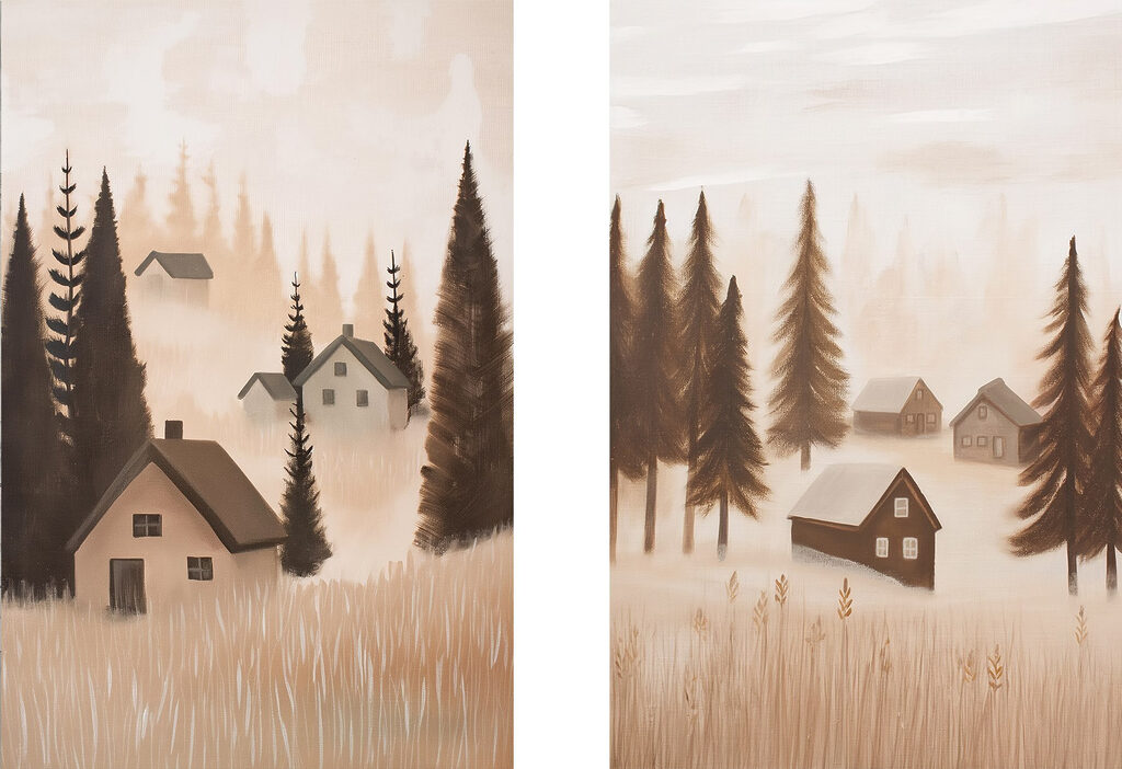 Dorf im Nebel — ganzes Design