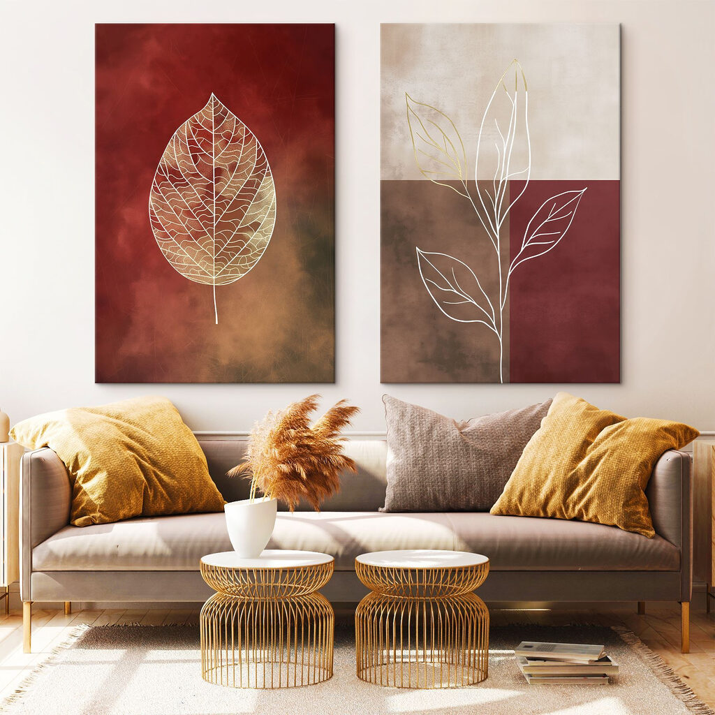 Feine Blattkonturen in einem Interieur
