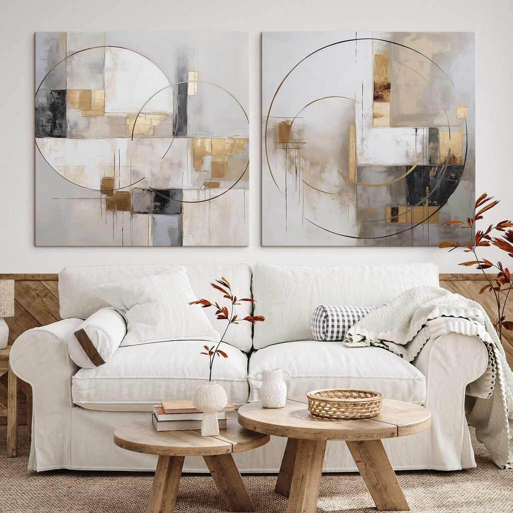 Rundungen über Farbflächen in einem Interieur