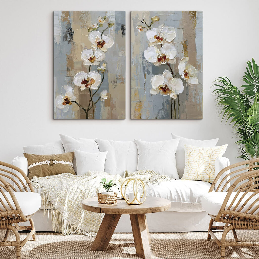 Orchideen vor Farbbahnen — Interieur 1