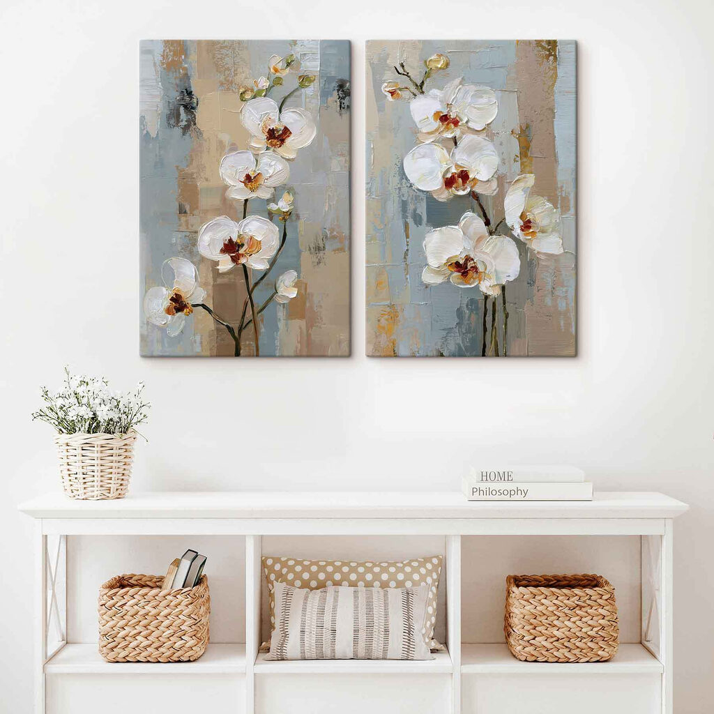 Orchideen vor Farbbahnen — Interieur 2