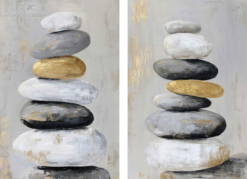 Steine in Balance — ganzes Design