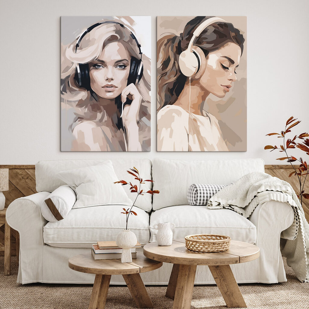 Kurz in Musik versunken in einem Interieur