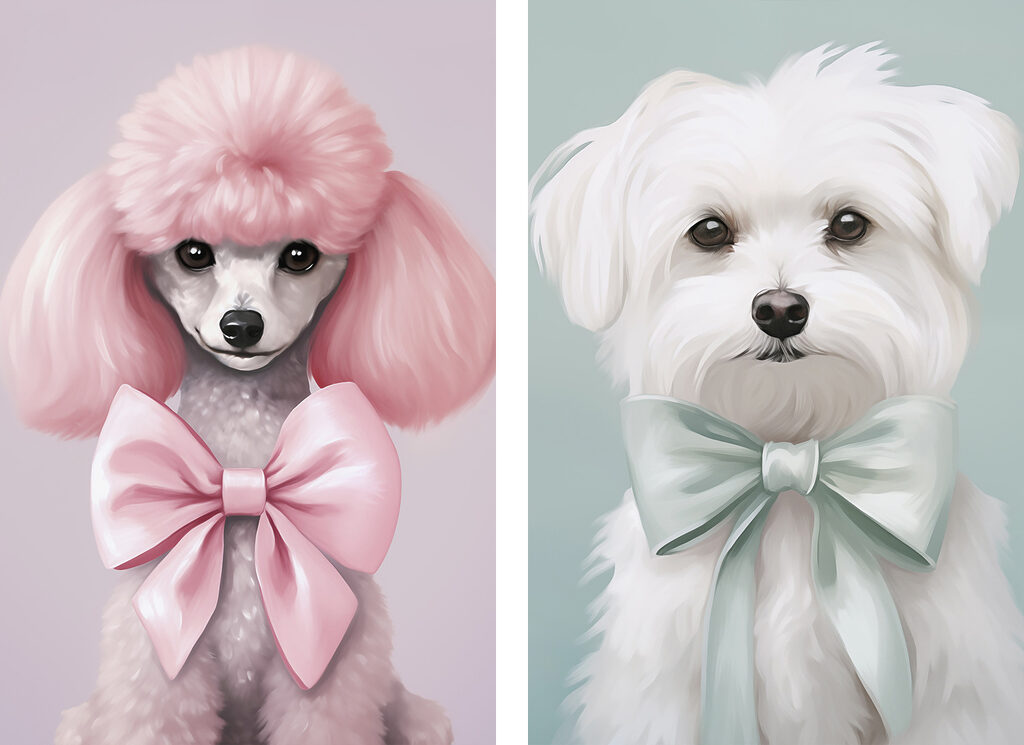 Hunde mit Schleifen — ganzes Design