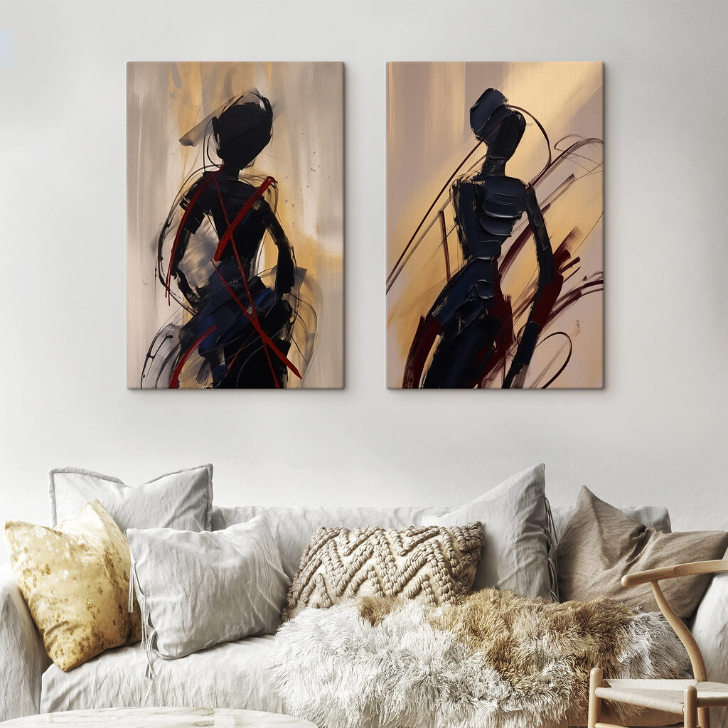 Silhouetten in Bewegung in einem Interieur