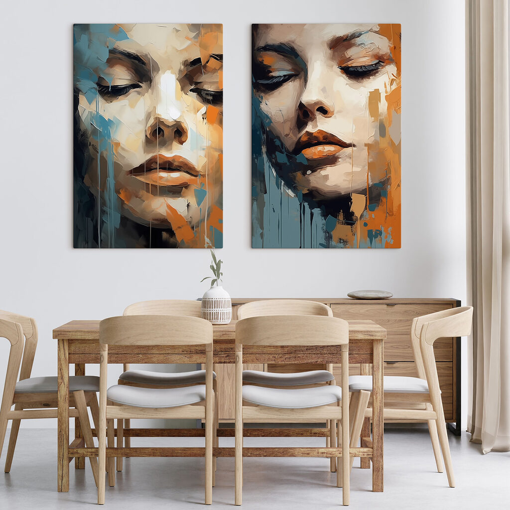 Gesicht in Orange-Blau — Interieur 1