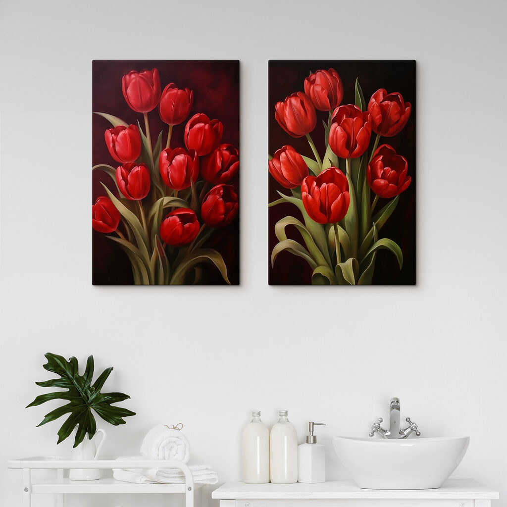 Rote Tulpen in einem Interieur