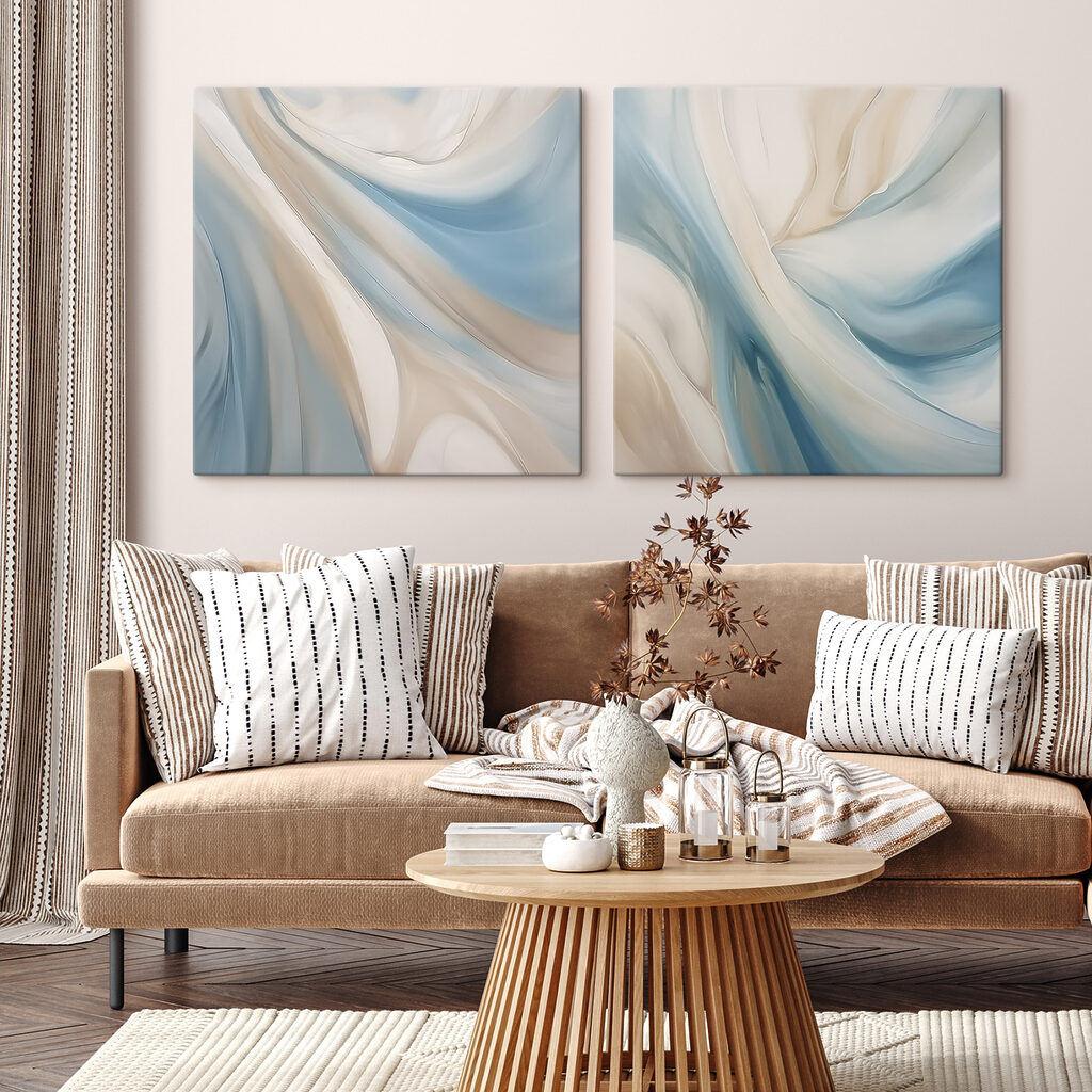 Blaue und cremefarbene Wirbel — Interieur 1