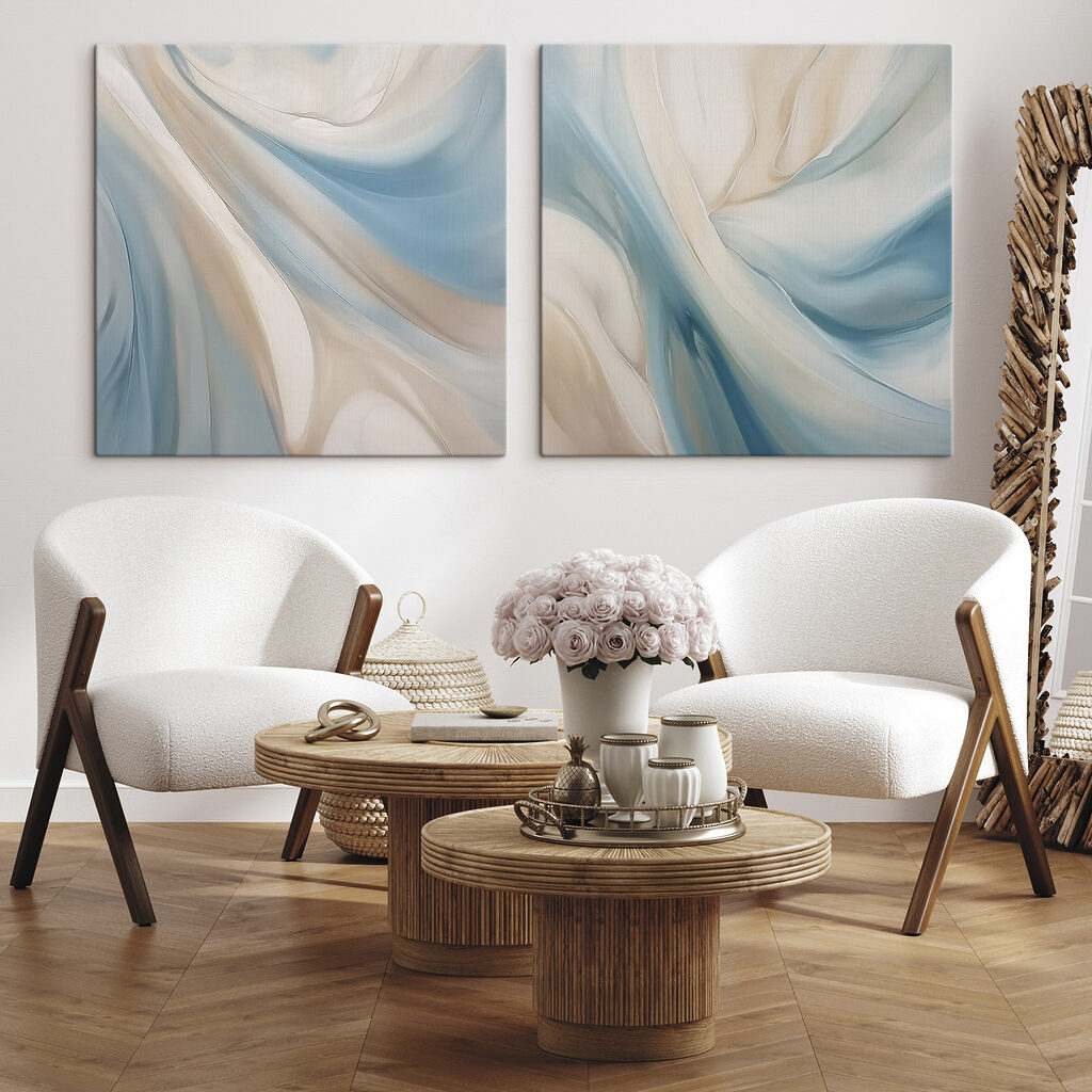 Blaue und cremefarbene Wirbel — Interieur 2