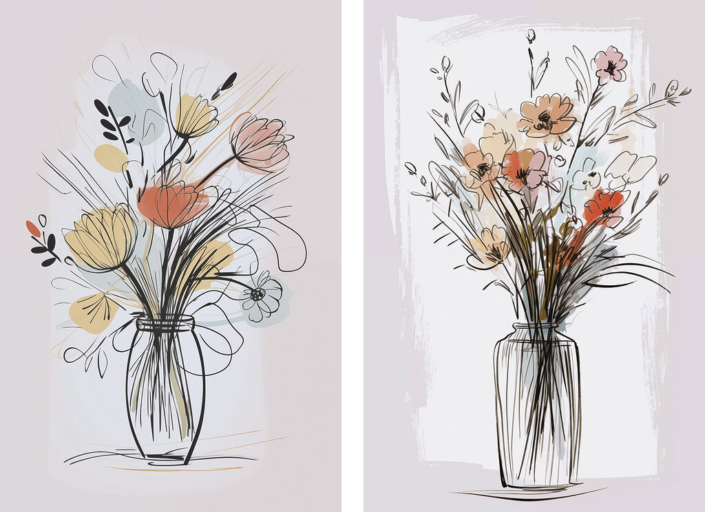 Gezeichneter Blumenstrauß — ganzes Design