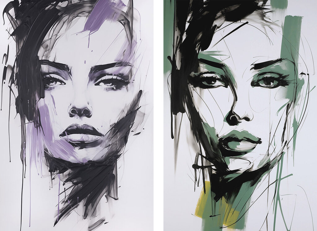 Gesichter in Pinselstrichen — ganzes Design