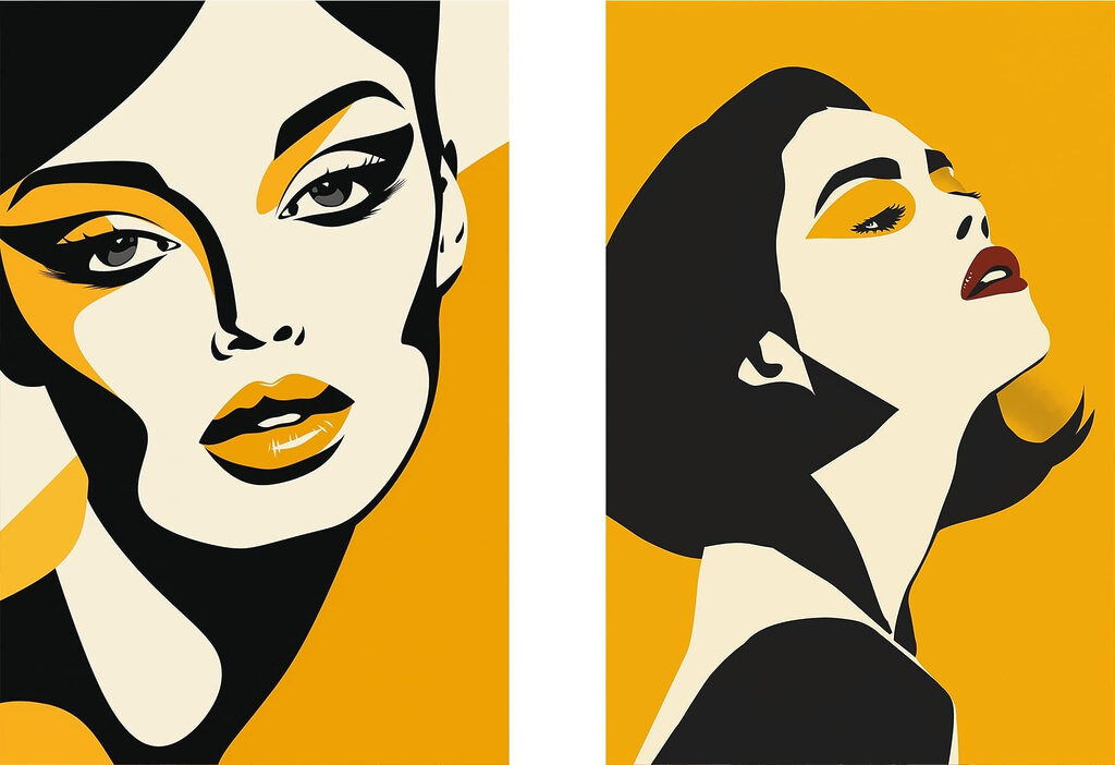 Frau mit gelbem Make-up — ganzes Design
