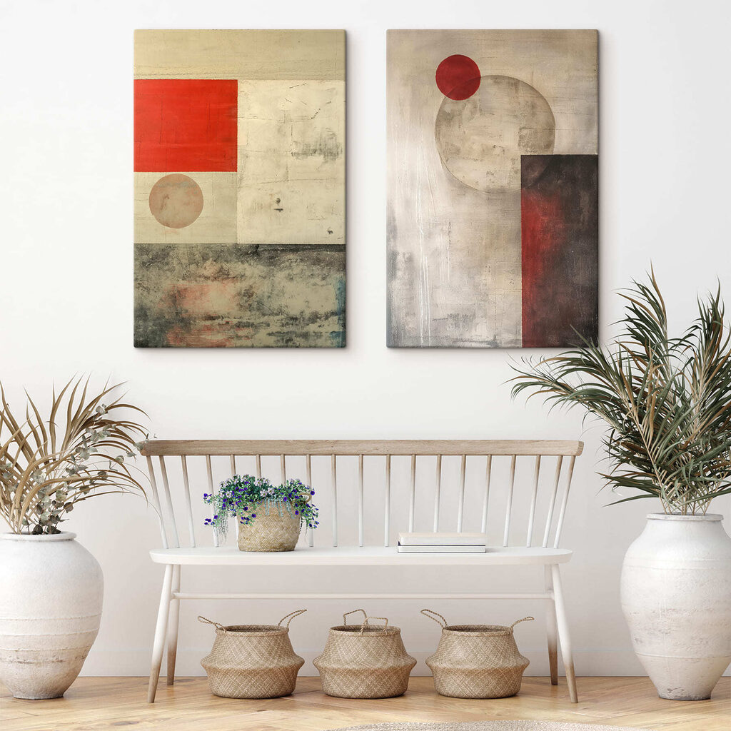 Rot im Gleichgewicht in einem Interieur