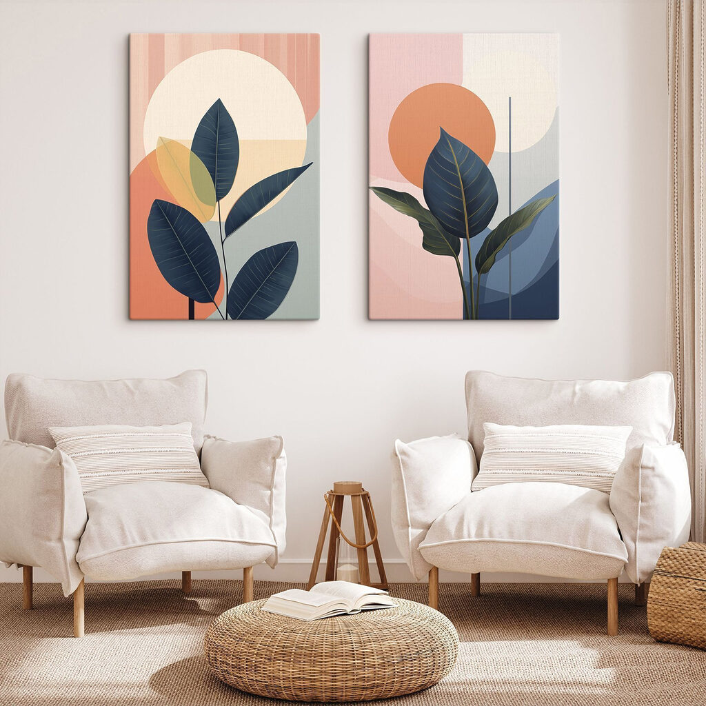 Blätter vor der Sonne in einem Interieur