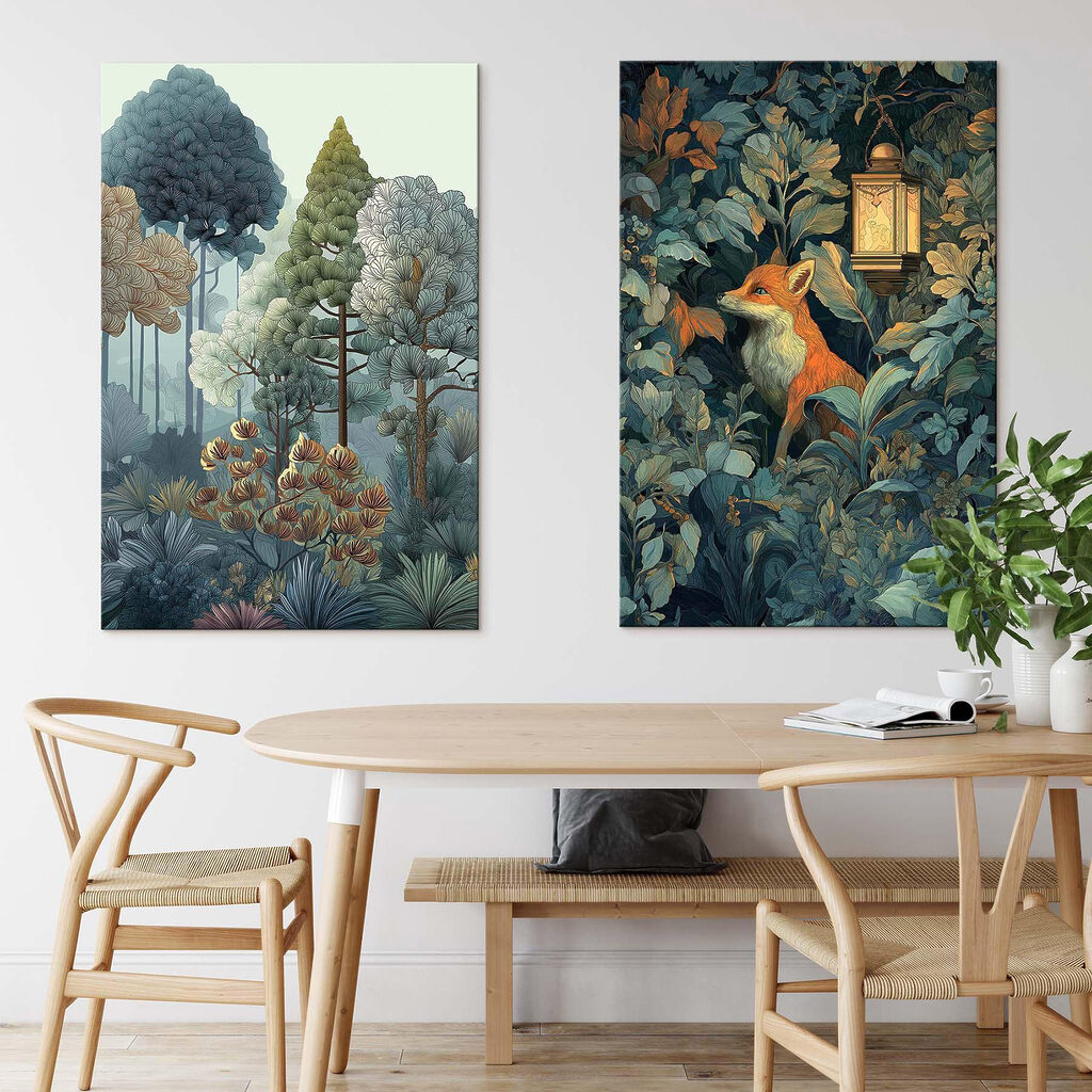 Fuchs im Laternenlicht in einem Interieur
