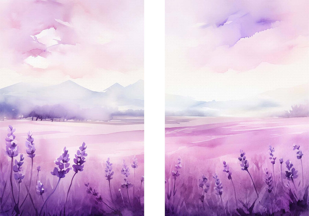 Lavendel in Aquarell — ganzes Design