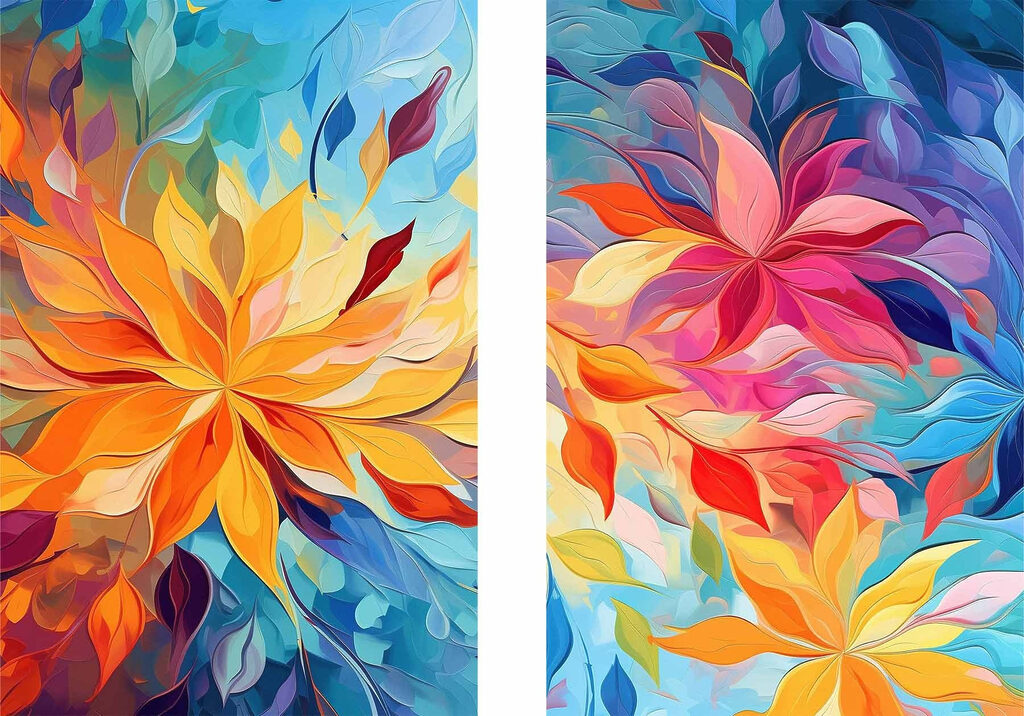 Farbenfrohe Blüten — ganzes Design