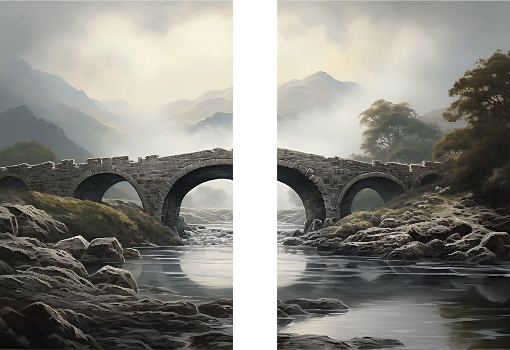 Brücke im Nebel — ganzes Design