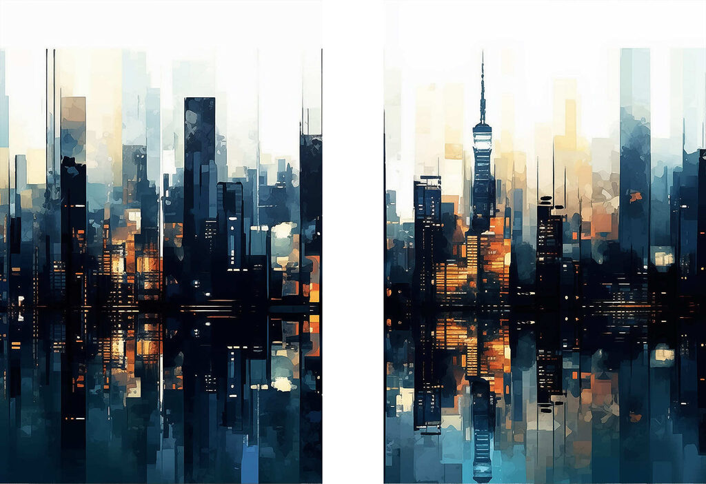 Stadtlichter auf dem Wasser — ganzes Design