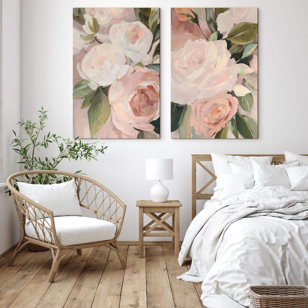 Blütenfülle in Pastell in einem Interieur