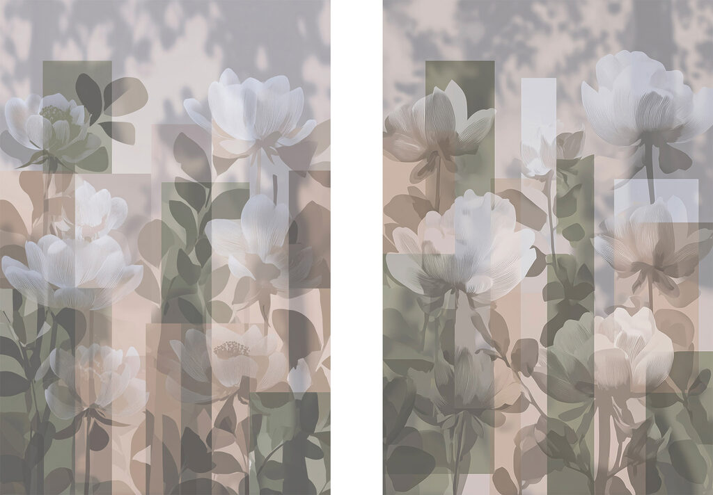 Blüten im Schattenmosaik — ganzes Design