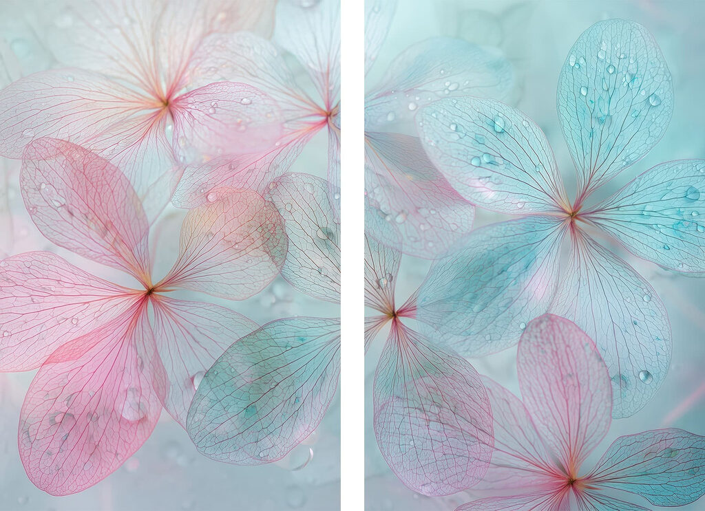 Blütenblätter mit Wassertropfen — ganzes Design