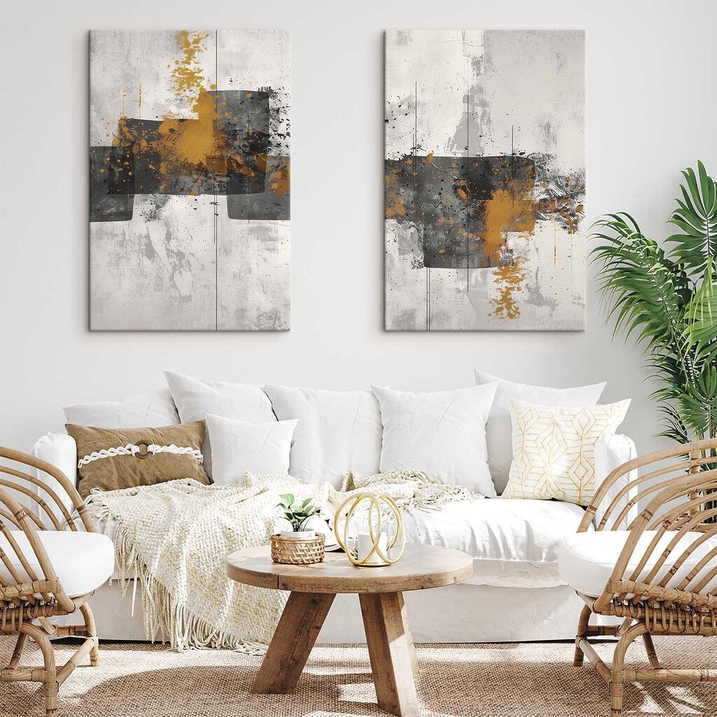 Ockerspritzer auf Grau — Interieur 2