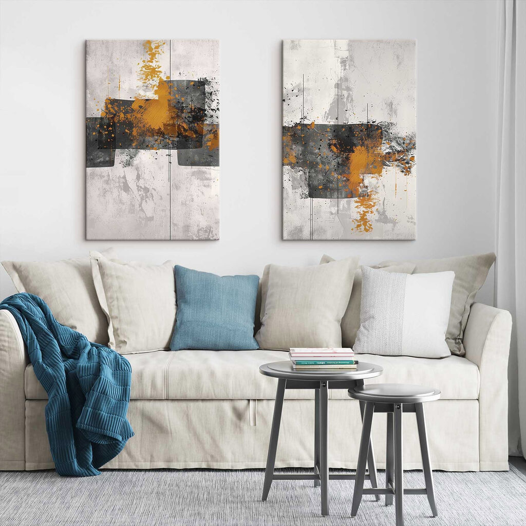 Ockerspritzer auf Grau — Interieur 1