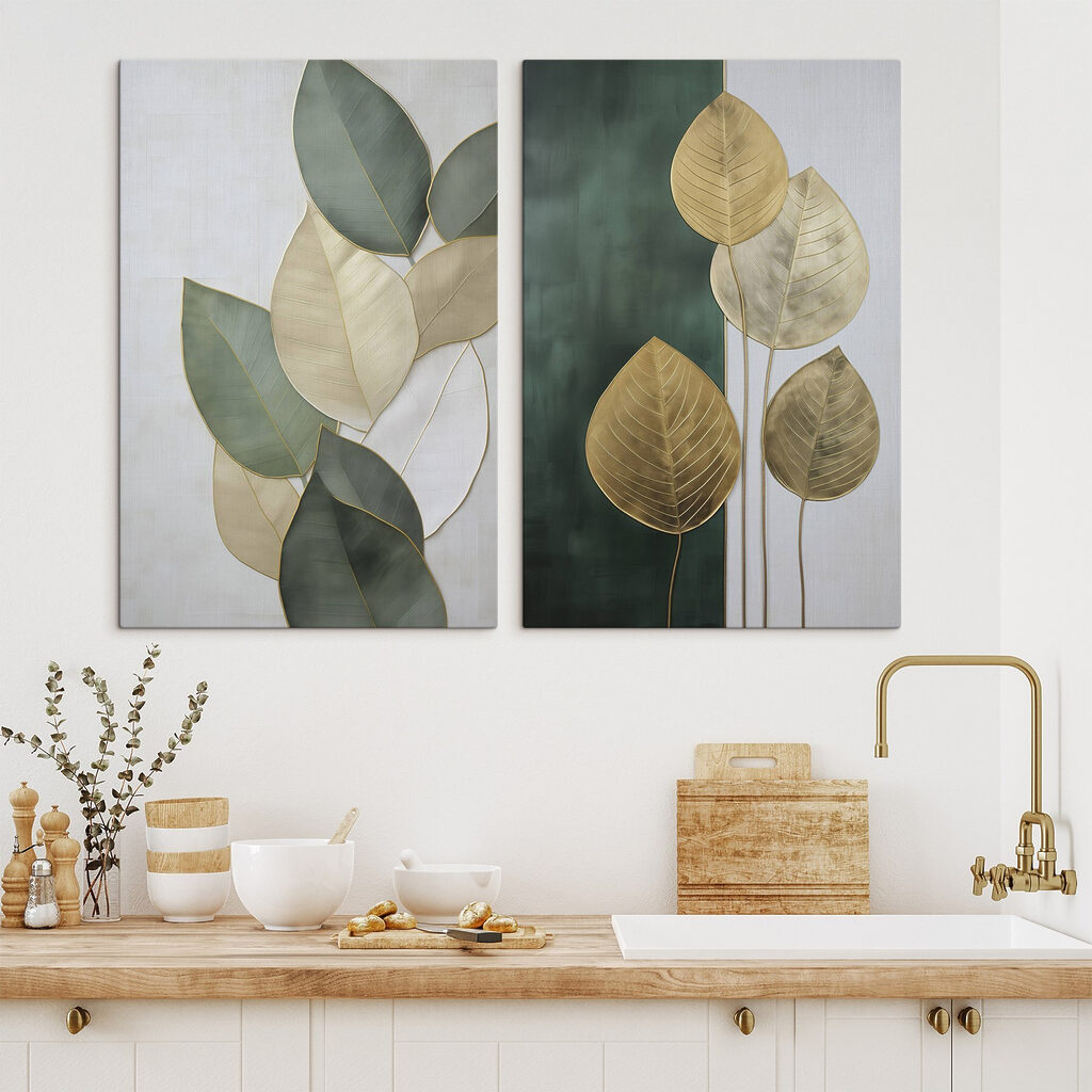 Blätter mit feinen Adern in einem Interieur