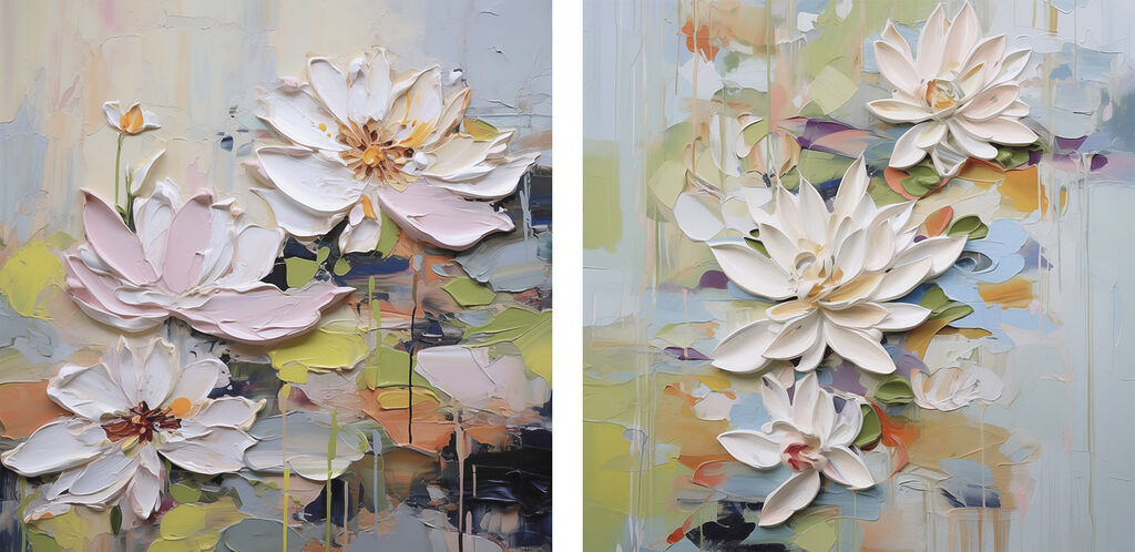 Blüten auf abstraktem Grund — ganzes Design