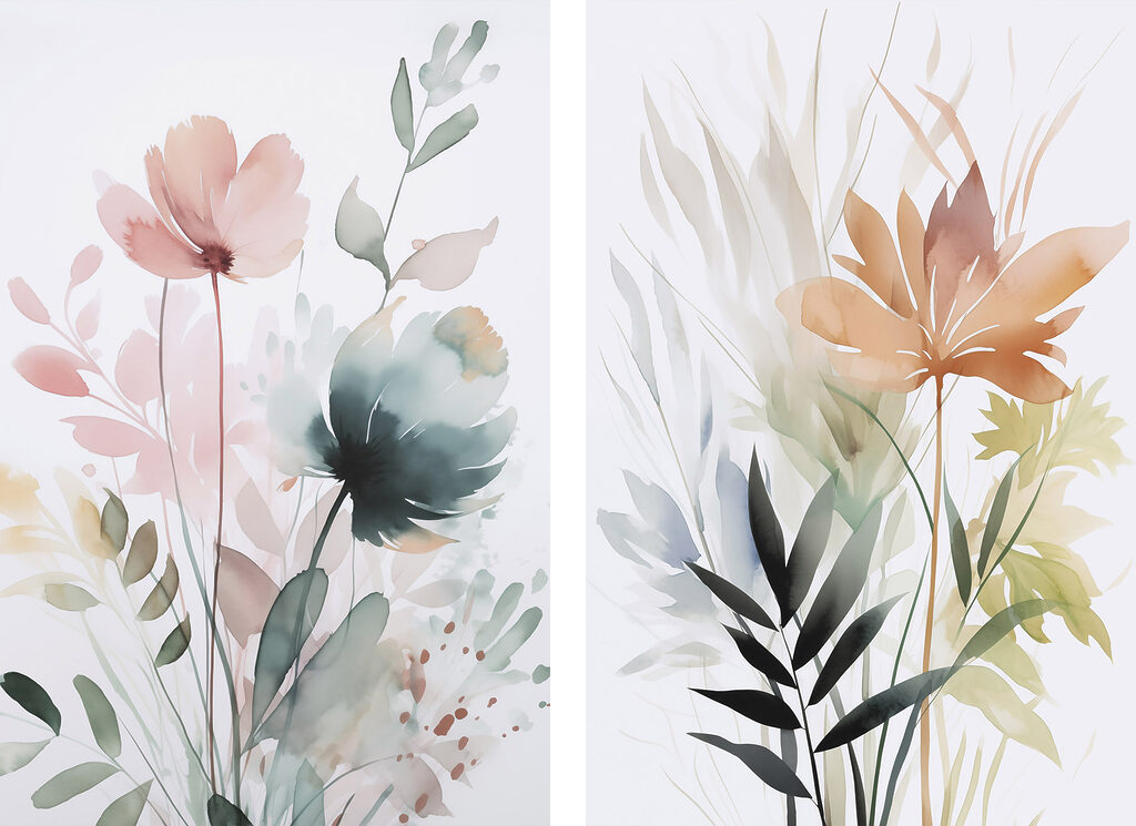 Blüten mit dunklen Akzenten — ganzes Design
