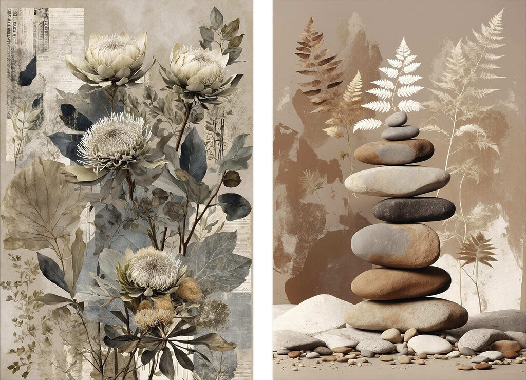 Blüten und Steine — ganzes Design