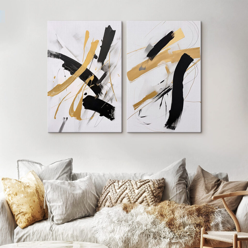 Schwarz-goldene Pinselstriche — Interieur 1