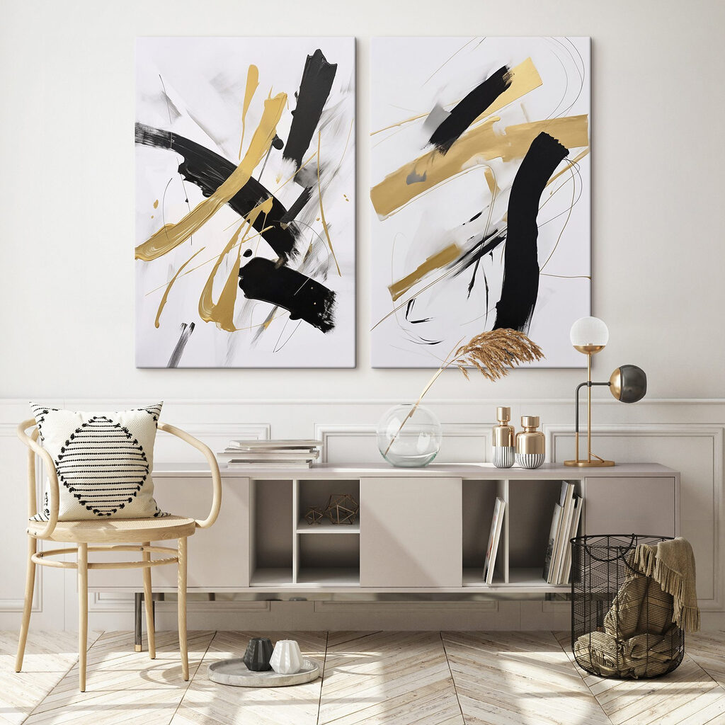 Schwarz-goldene Pinselstriche — Interieur 2