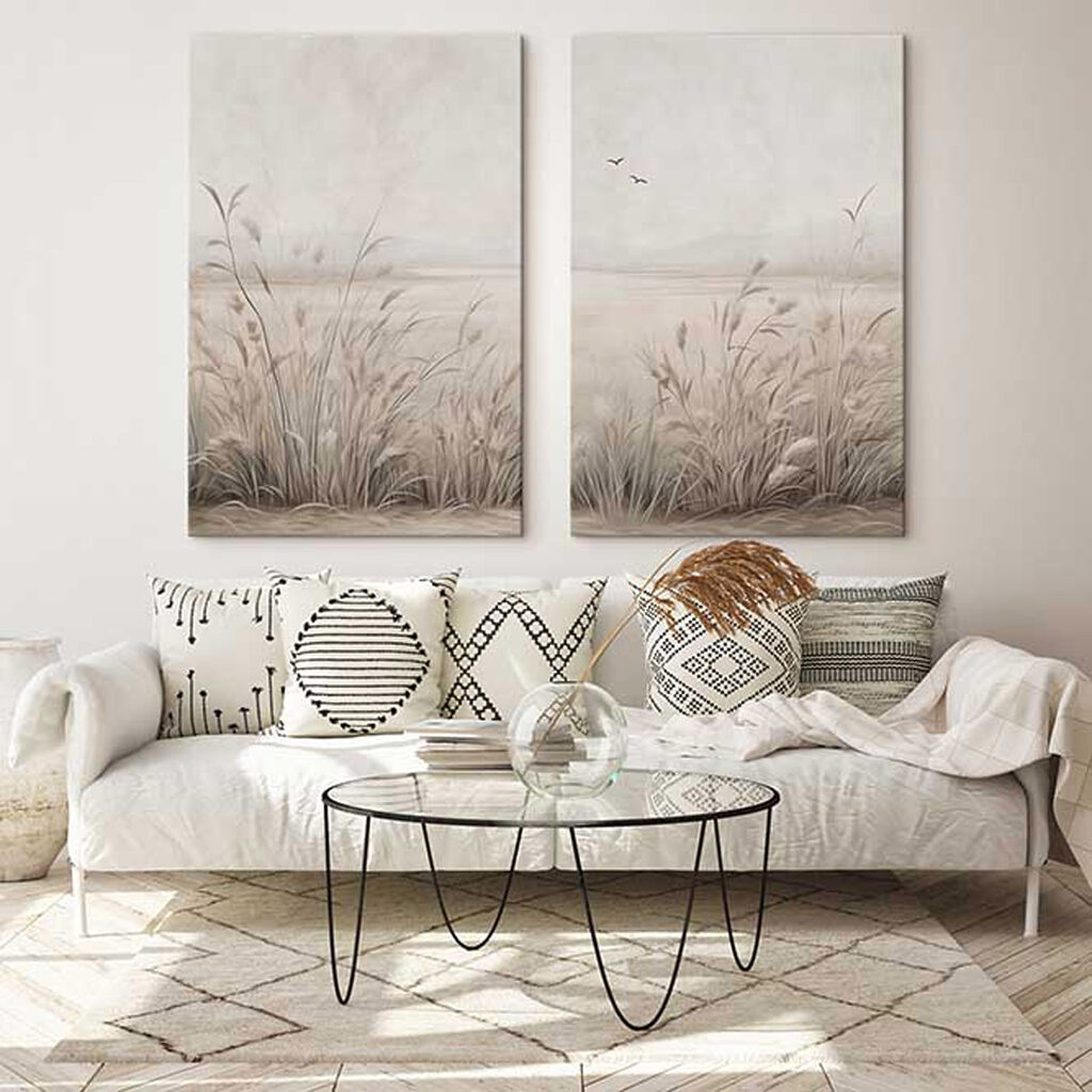Schilf unter weitem Himmel in einem Interieur