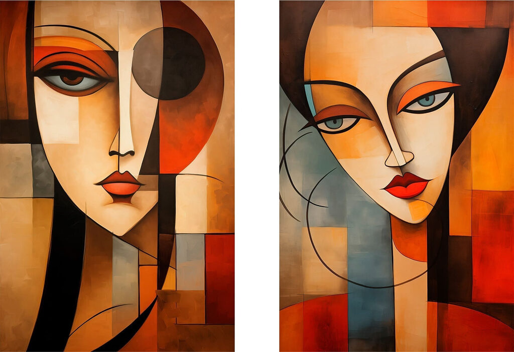 Geometrische Gesichter — ganzes Design