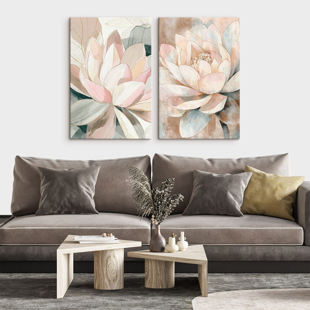 Transparente Pastellblumen in einem Interieur