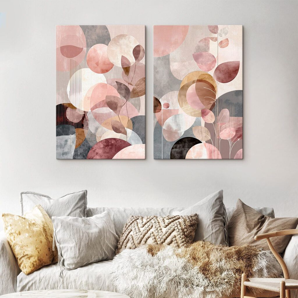 Kreise und Blätter in einem Interieur