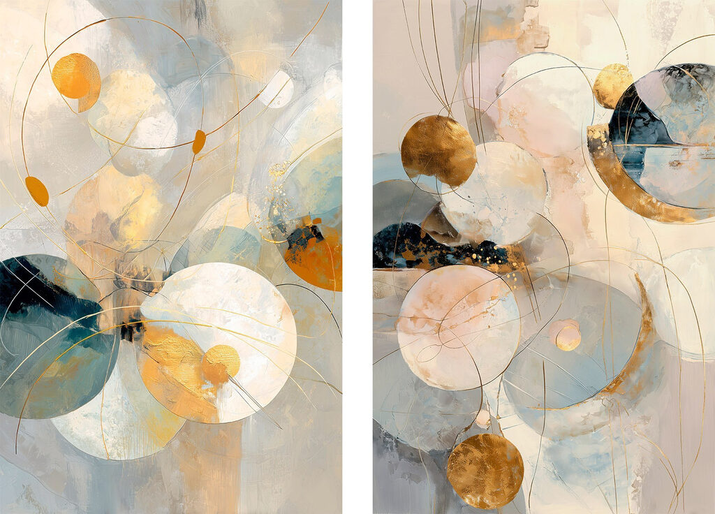 Kreise und Goldlinien — ganzes Design