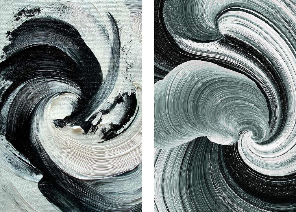 Monochrome Wirbel — ganzes Design