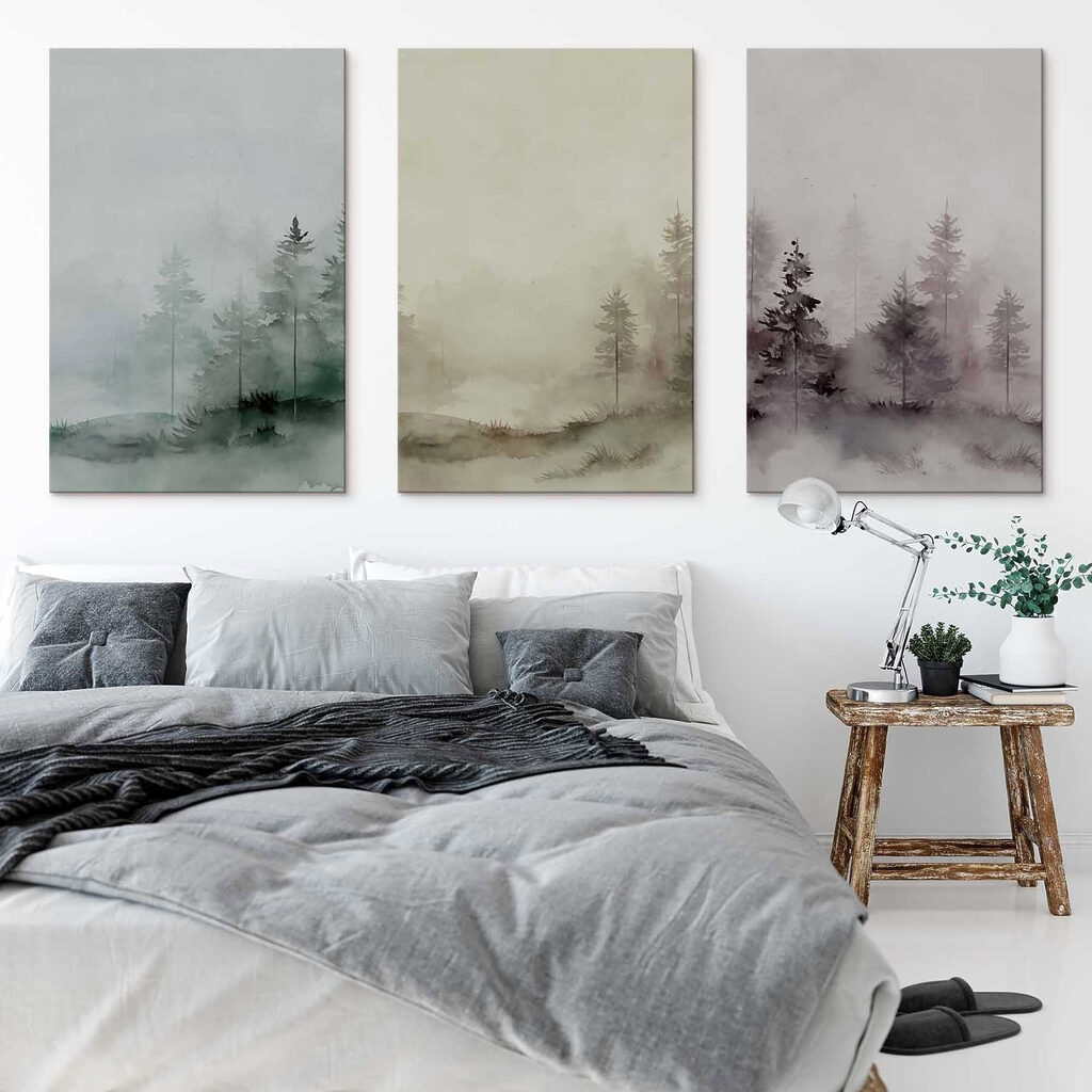 Baumgruppe in Aquarell in einem Interieur