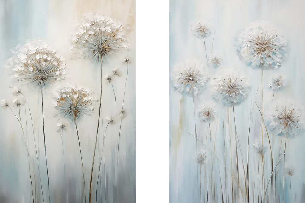 Pusteblumen auf Blau — ganzes Design