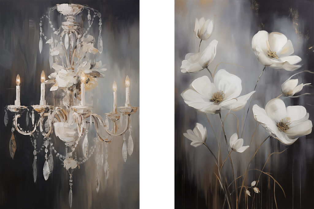 Kronleuchter und Blüten — ganzes Design
