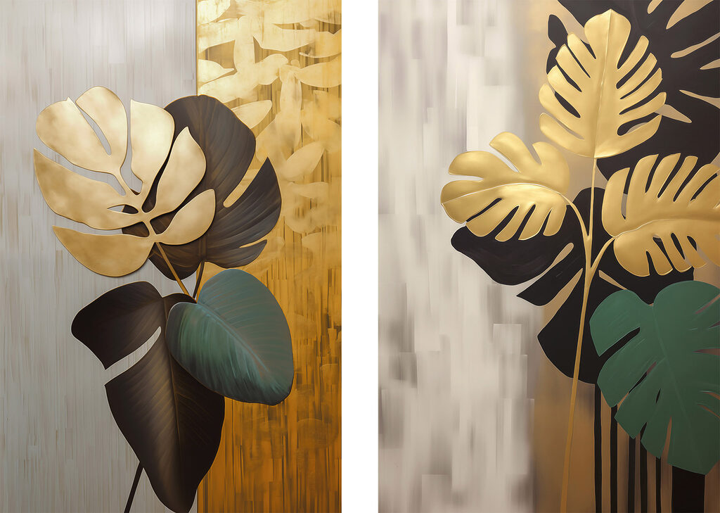 Goldene Tropenblätter — ganzes Design