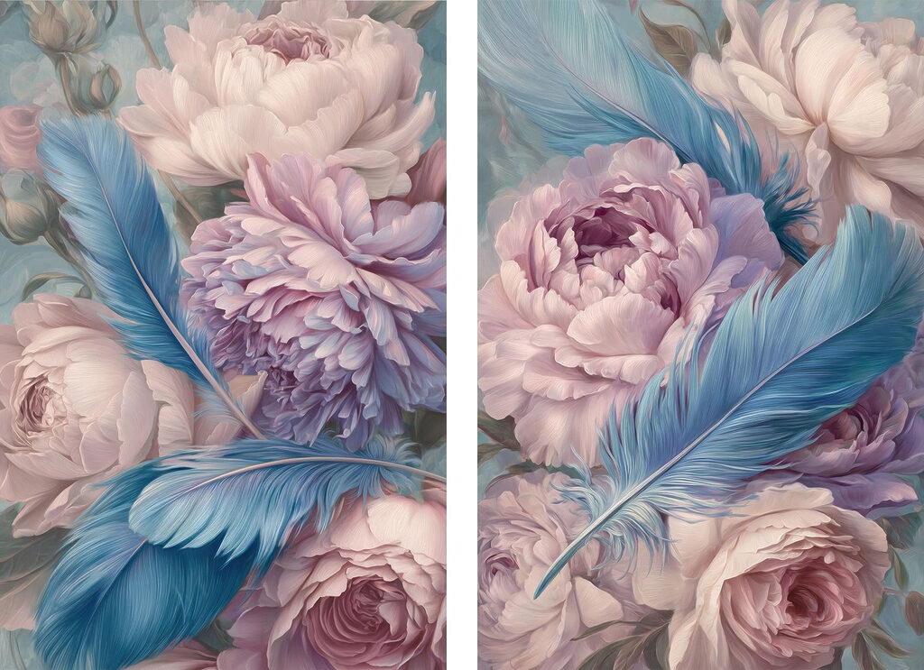 Blüten und Federn — ganzes Design