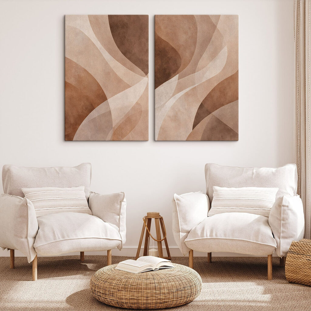 Bänder in Erdfarben in einem Interieur