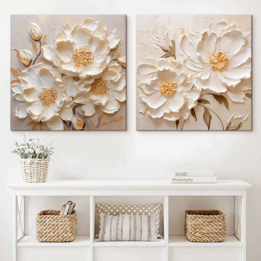 Blumen mit goldenen Rändern in einem Interieur