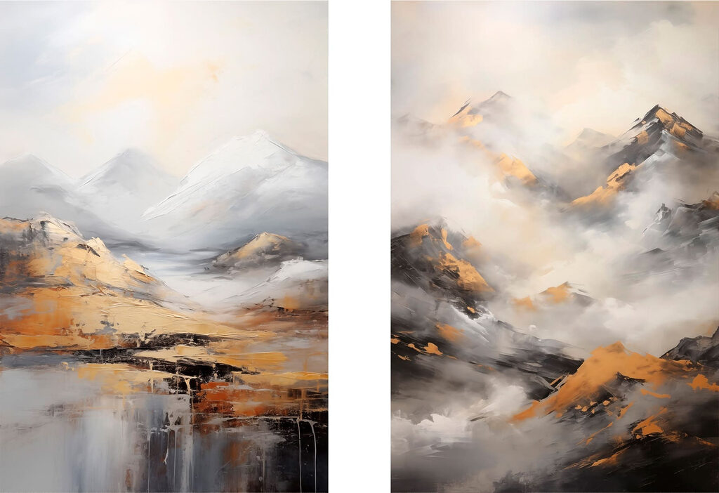 Berggipfel zwischen Wolken — ganzes Design