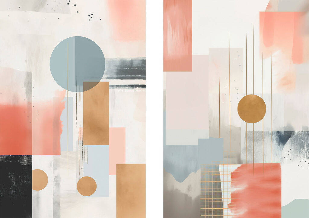 Formenspiel in Koralle — ganzes Design